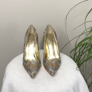 Aldo shiny gold & silver pumps.